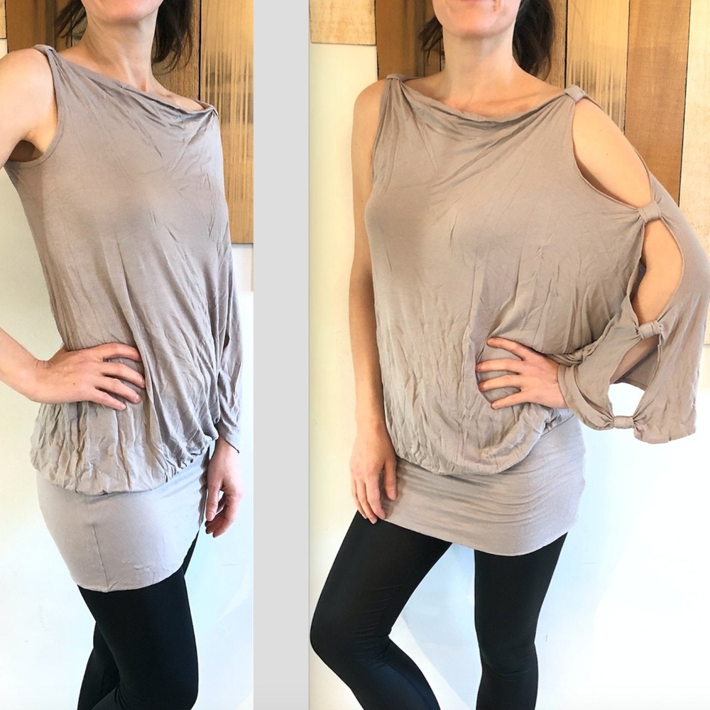 FLUXUS Blouson Bandeau Mini Dress w/ Single Sleeve